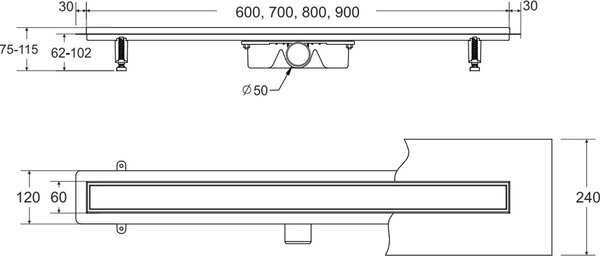 Besco Virgo Duo sprchový odtok 90 cm chrom OL-90-VD