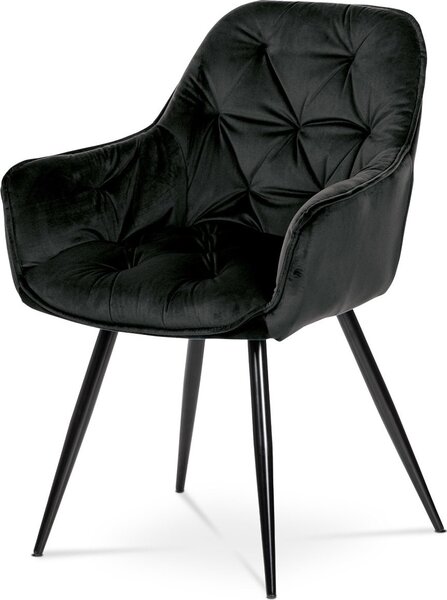 Autronic Jídelní židle, potah černá sametová látka, kovová 4nohá podnož, černý lak DCH-421 BK4
