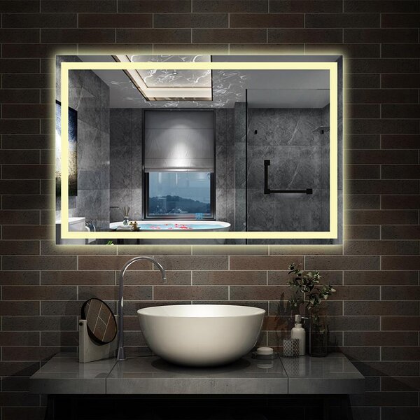 D‘Eluxe Koupelnové podsvícené LED zrcadlo 90x60cm SINGLE TOUCH RU18T