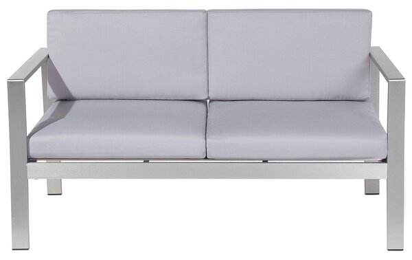 Zahradní lavička s polštářem SALERNO 142 cm Kov Světle šedá