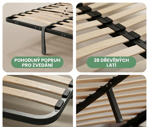 Ak furniture Dvoulůžková postel Trento 140x200 se zvedacím roštem a matrací bílá