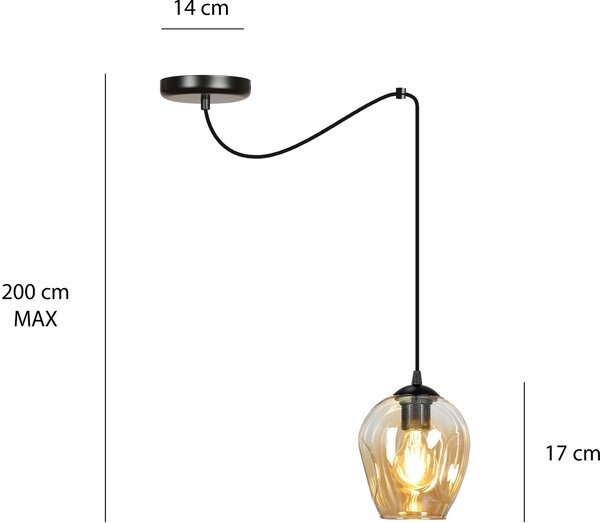 Emibig Level závěsné svítidlo 1x15 W černá-jantarová 758/1