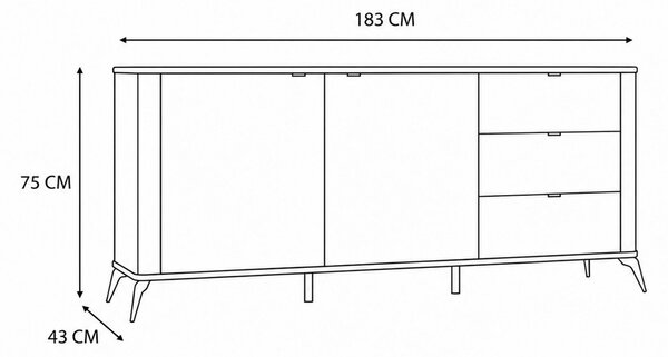 TP Living Komoda Cordoba 2D3S 183 cm kašmír