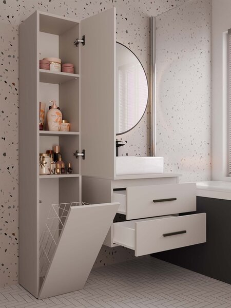 TP Living Závěsná skříňka pod umyvadlo s deskou NEL 2S 60 cm kašmírová