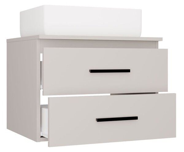 TP Living Závěsná skříňka pod umyvadlo s deskou NEL 2S 60 cm kašmírová