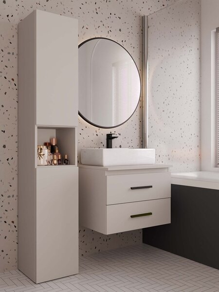 TP Living Závěsná skříňka pod umyvadlo s deskou NEL 2S 60 cm kašmírová