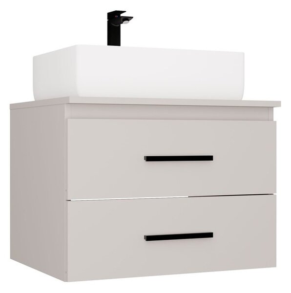 TP Living Závěsná skříňka pod umyvadlo s deskou NEL 2S 60 cm kašmírová