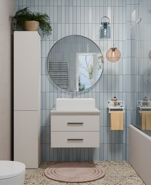 TP Living Závěsná skříňka pod umyvadlo s deskou NEL 2S 60 cm kašmírová