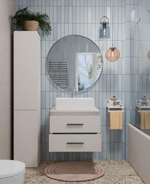 TP Living Závěsná skříňka pod umyvadlo s deskou NEL 2S 60 cm kašmírová