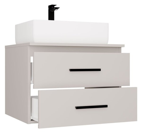 TP Living Závěsná skříňka pod umyvadlo s deskou NEL 2S 60 cm kašmírová