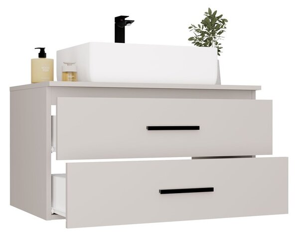 TP Living Závěsná skříňka pod umyvadlo s deskou NEL 2S 80 cm kašmírová