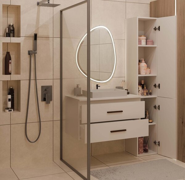 TP Living Závěsná skříňka pod umyvadlo s deskou NEL 2S 80 cm kašmírová