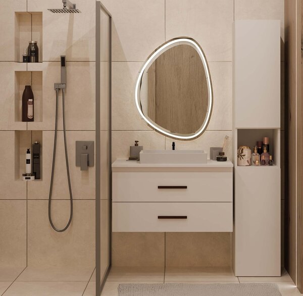 TP Living Závěsná skříňka pod umyvadlo s deskou NEL 2S 80 cm kašmírová
