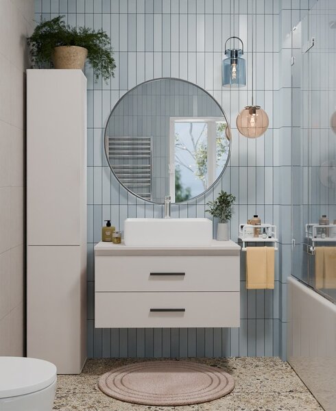 TP Living Závěsná skříňka pod umyvadlo s deskou NEL 2S 80 cm kašmírová