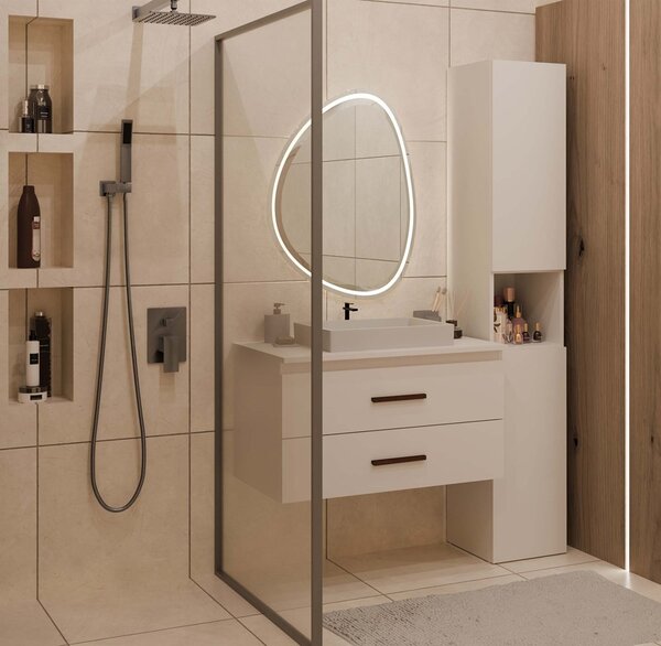 TP Living Závěsná skříňka pod umyvadlo s deskou NEL 2S 80 cm kašmírová