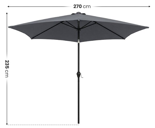 Ak furniture Zahradní slunečník ORIENT 270 cm tmavě šedý
