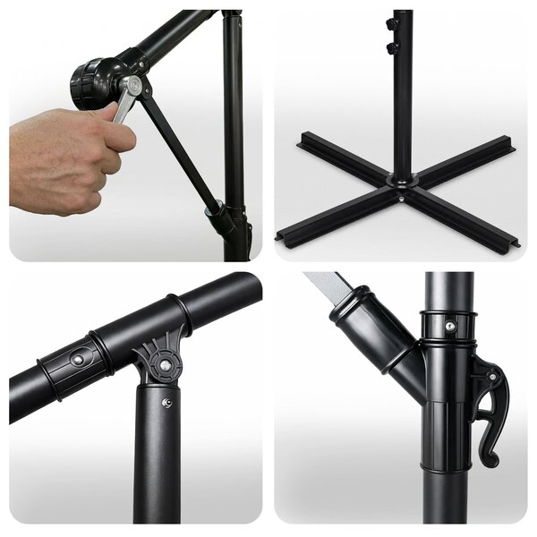 Ak furniture Zahradní slunečník ASTER s boční nohou 300 cm světle šedý
