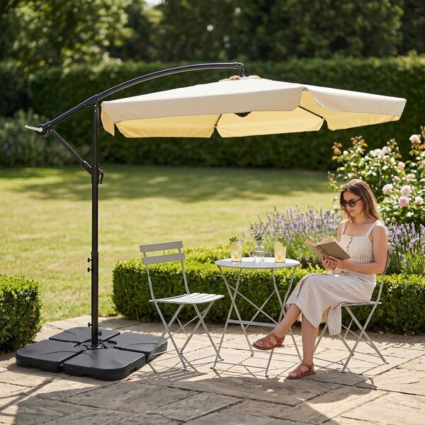 Ak furniture Zahradní slunečník CYNIA s boční nohou 300 cm béžový