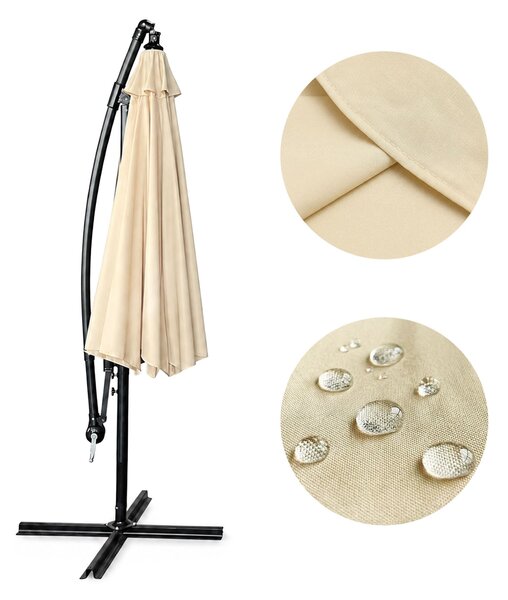 Ak furniture Zahradní slunečník ASTER s boční nohou 300 cm béžový