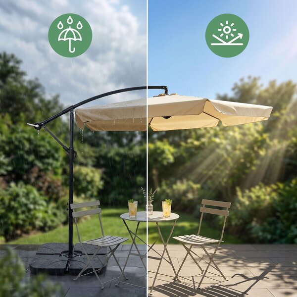 Ak furniture Zahradní slunečník CYNIA s boční nohou 300 cm béžový