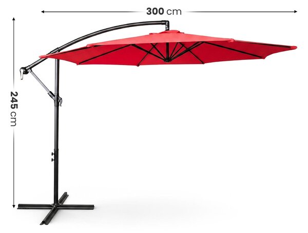 Ak furniture Zahradní slunečník ASTER s boční nohou 300 cm červený