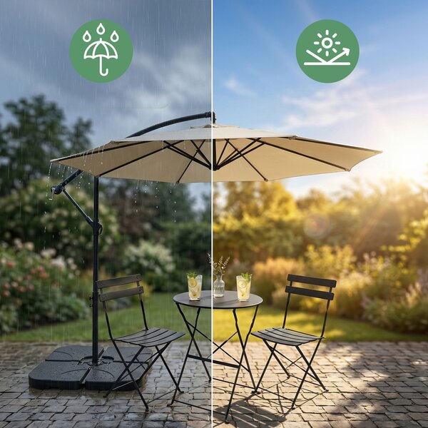 Ak furniture Zahradní slunečník ASTER s boční nohou 300 cm béžový