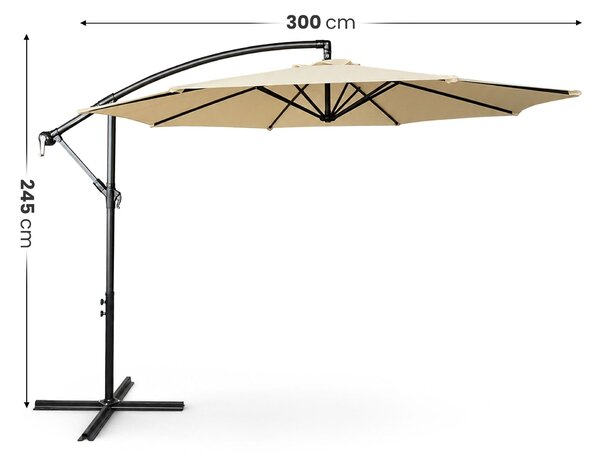 Ak furniture Zahradní slunečník ASTER s boční nohou 300 cm béžový