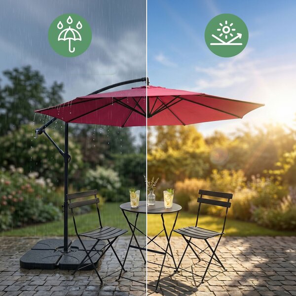 Ak furniture Zahradní slunečník ASTER s boční nohou 300 cm červený