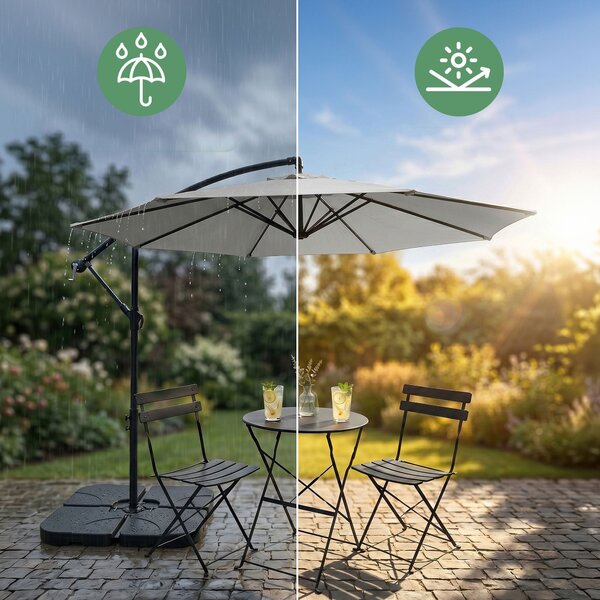 Ak furniture Zahradní slunečník ASTER s boční nohou 300 cm světle šedý