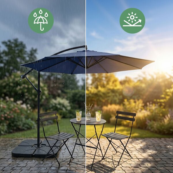 Ak furniture Zahradní slunečník ASTER s boční nohou 300 cm tmavě modrý