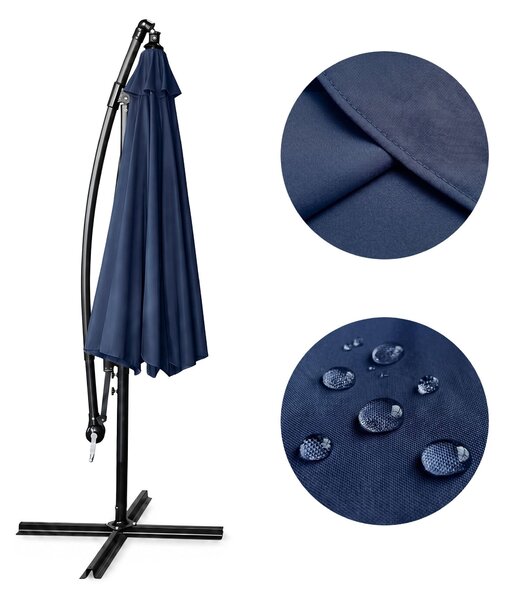 Ak furniture Zahradní slunečník CYNIA s boční nohou 300 cm tmavě modrý