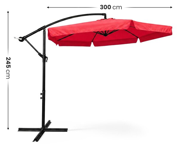 Ak furniture Zahradní slunečník CYNIA s boční nohou 300 cm červený