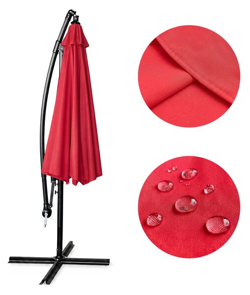 Ak furniture Zahradní slunečník CYNIA s boční nohou 300 cm červený