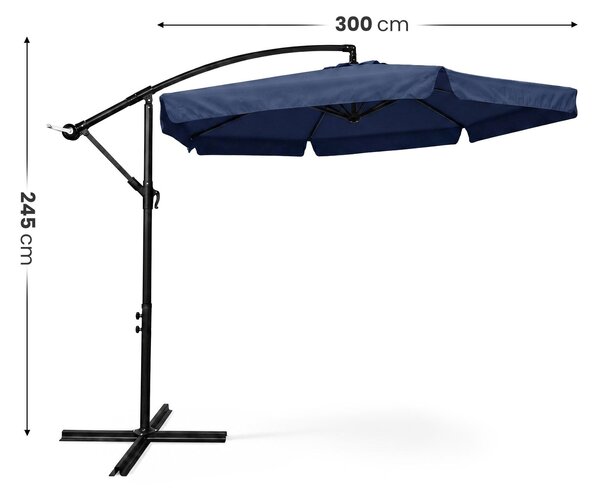 Ak furniture Zahradní slunečník CYNIA s boční nohou 300 cm tmavě modrý
