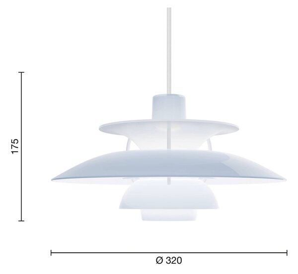 Louis Poulsen Závěsné světlo PH 5 320, opálově modré, E14, stmívatelný, Modrá, Obývací pokoj / jídelna, Plast, Design