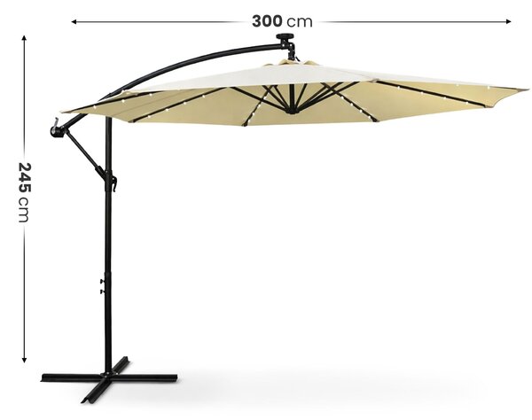 Ak furniture Zahradní slunečník MILIN s LED osvětlením 300 cm béžový