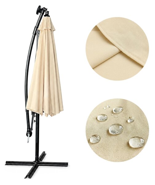 Ak furniture Zahradní slunečník MILIN s LED osvětlením 300 cm béžový