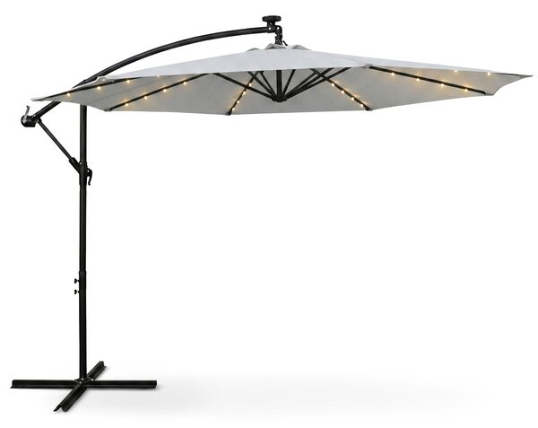 Ak furniture Zahradní slunečník MILIN s LED osvětlením 300 cm světle šedý