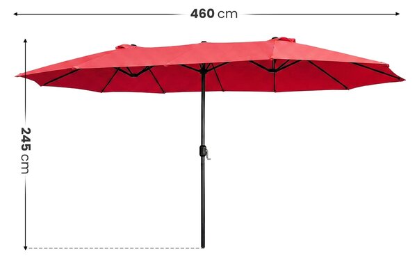 Ak furniture Dvojitý zahradní slunečník TILIA 460x270 cm červený