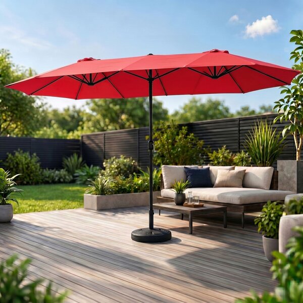 Ak furniture Dvojitý zahradní slunečník TILIA 460x270 cm červený