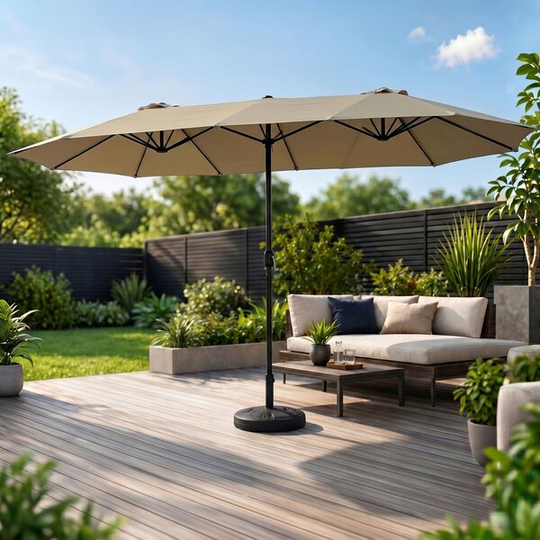 Ak furniture Dvojitý zahradní slunečník TILIA 460x270 cm béžový