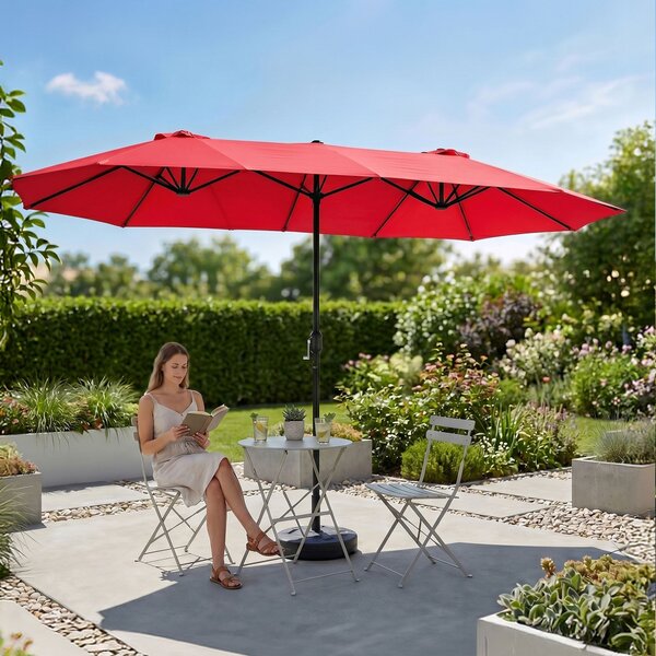 Ak furniture Dvojitý zahradní slunečník TILIA 460x270 cm červený
