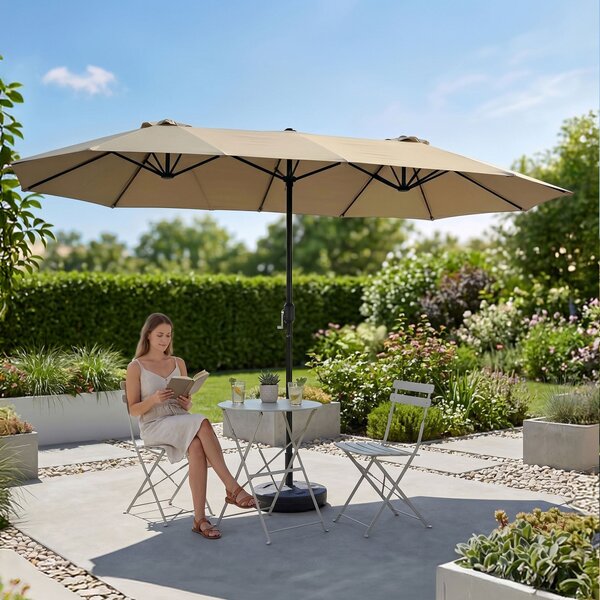 Ak furniture Dvojitý zahradní slunečník TILIA 460x270 cm béžový