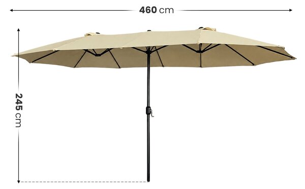Ak furniture Dvojitý zahradní slunečník TILIA 460x270 cm béžový