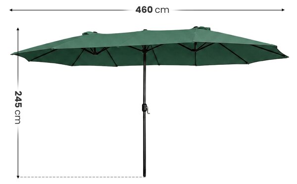Ak furniture Dvojitý zahradní slunečník TILIA 460x270 cm tmavě zelený
