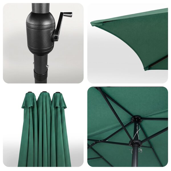 Ak furniture Dvojitý zahradní slunečník TILIA 460x270 cm tmavě zelený