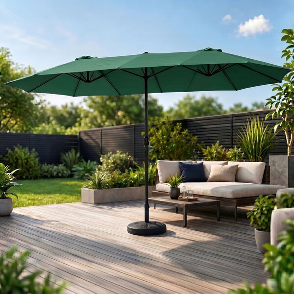 Ak furniture Dvojitý zahradní slunečník TILIA 460x270 cm tmavě zelený