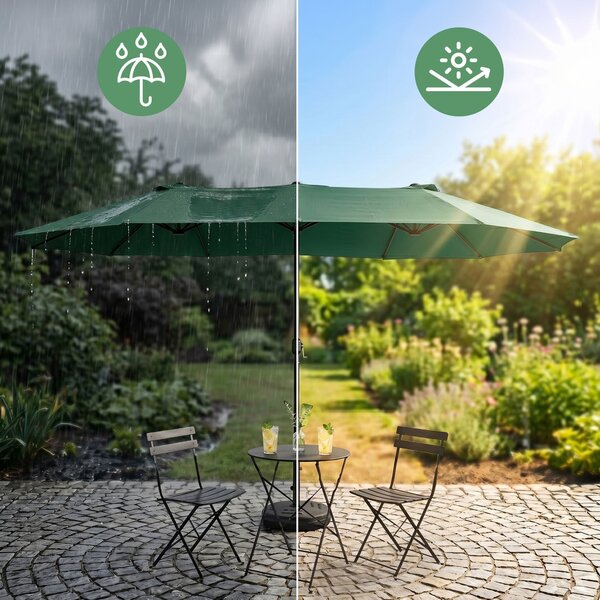 Ak furniture Dvojitý zahradní slunečník TILIA 460x270 cm tmavě zelený