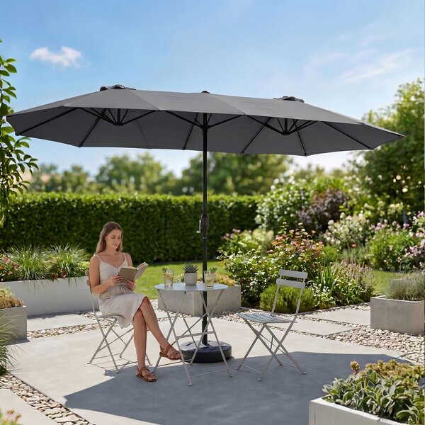 Ak furniture Dvojitý zahradní slunečník TILIA 460x270 cm tmavě šedý