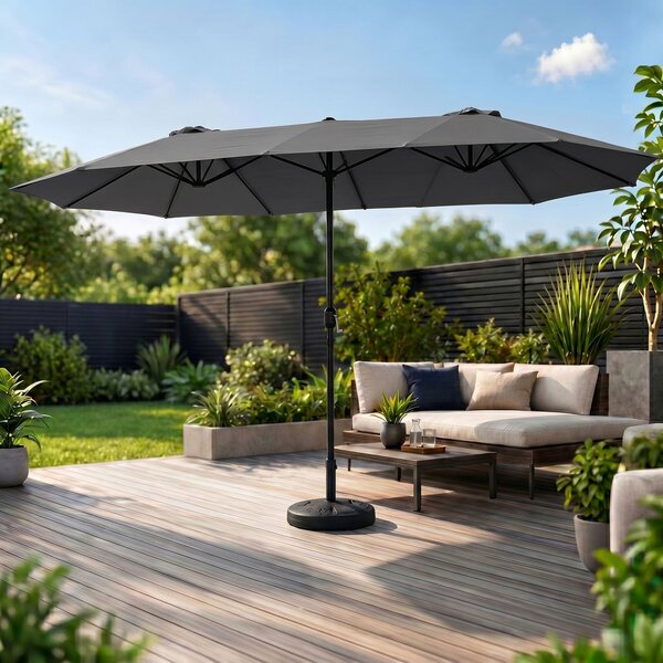 Ak furniture Dvojitý zahradní slunečník TILIA 460x270 cm tmavě šedý
